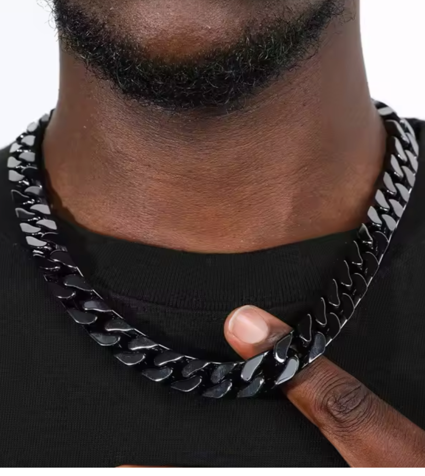 CUBAN LINK CHAÎNE 12 MM NOIR (PRÉCOMMANDE)