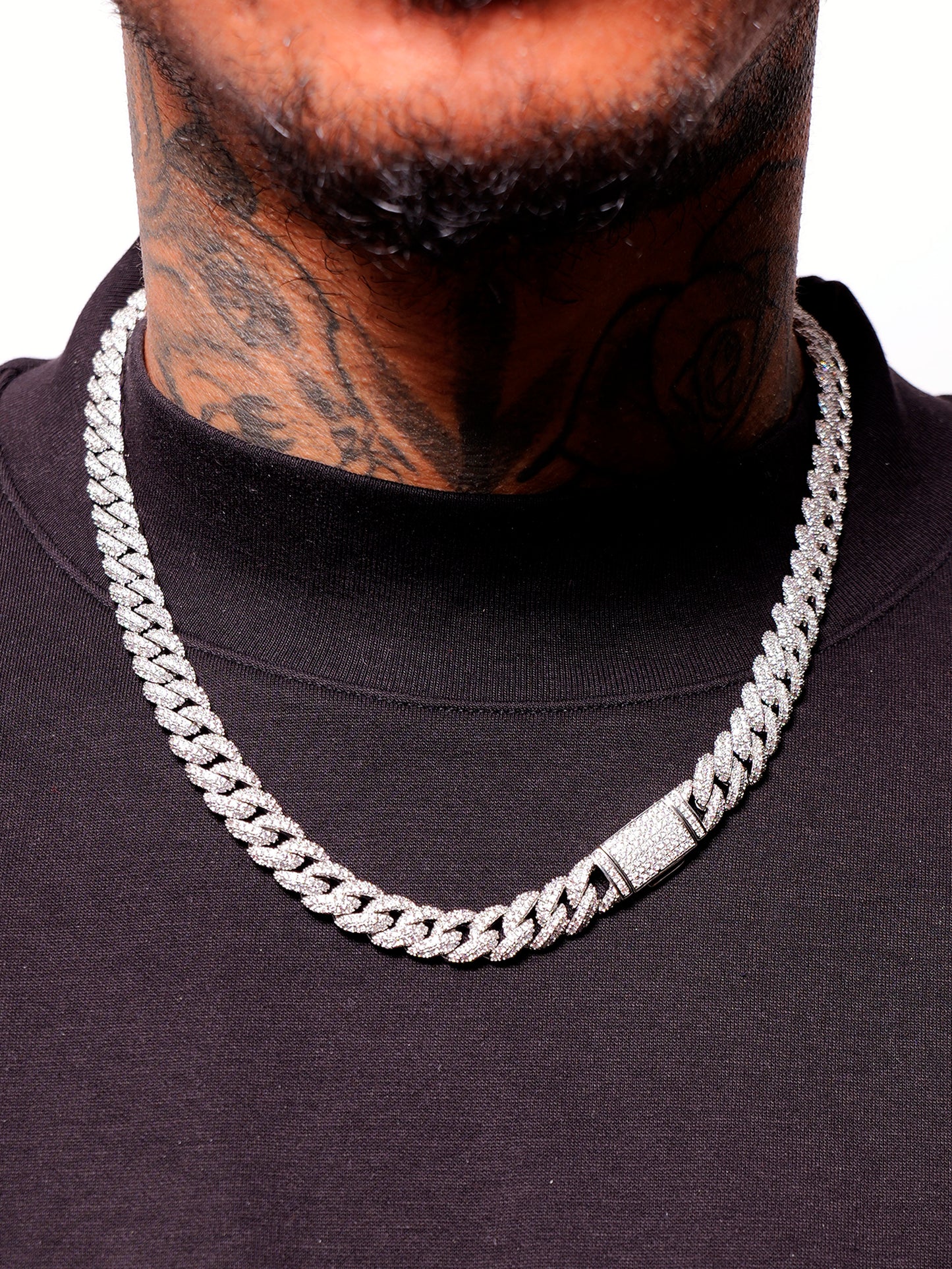 ICE CUBAN LINK CHAÎNE 10 MM OR BLANC / CZ