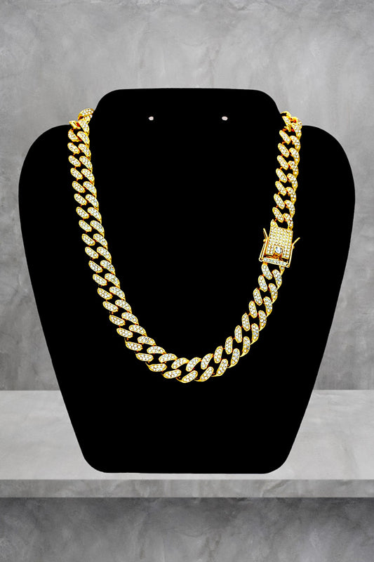 ICE CUBAN LINK CHAÎNE 12 MM OR / CZ