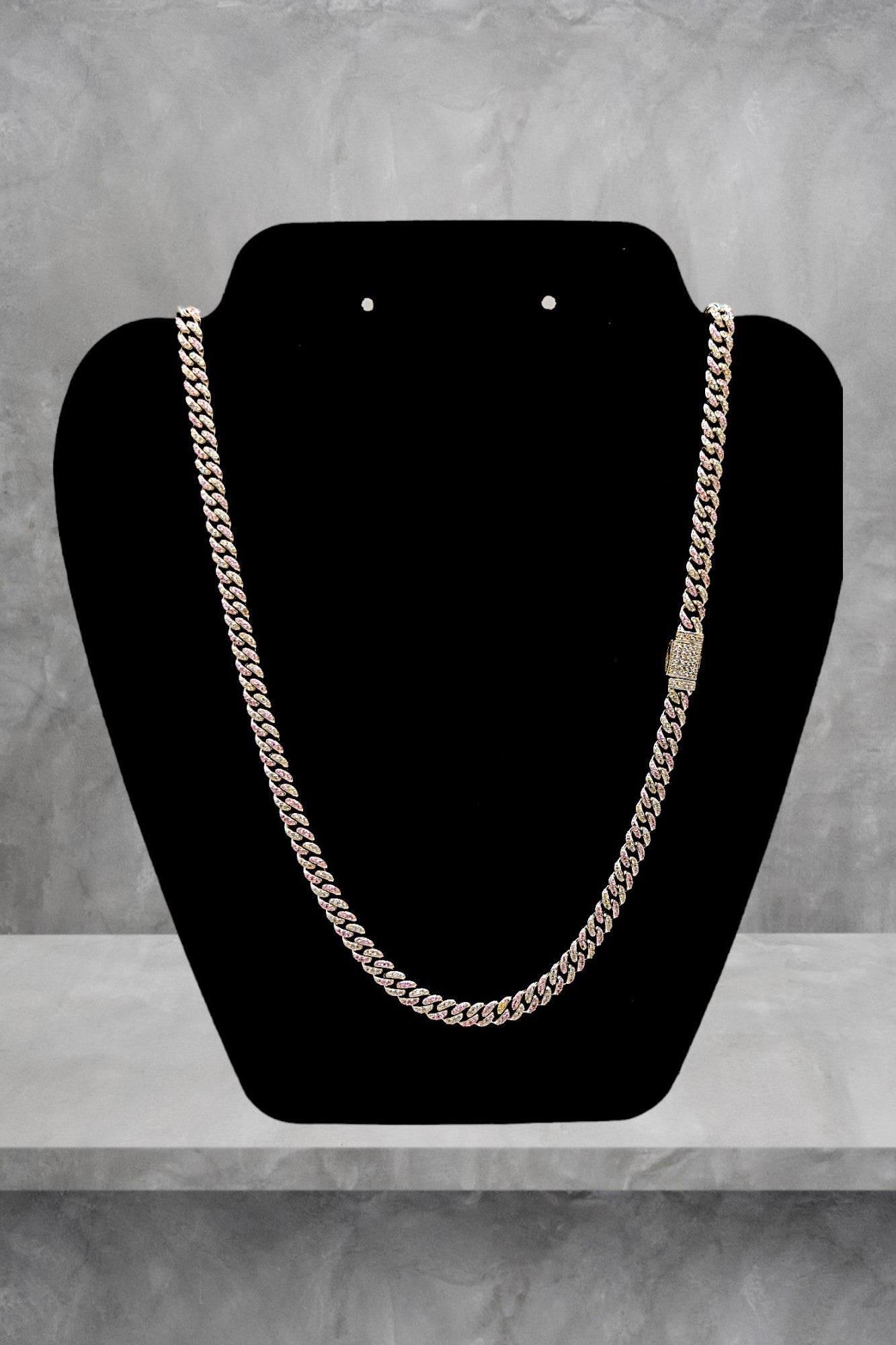 ICE CUBAN LINK CHAÎNE MIX OR BLANC / ROSE LÉGER 5 MM + CZ